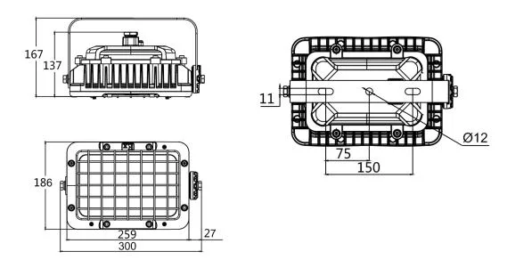 70W 120W 150W Atex Lighting LED Explosion Proof Lamp Explos Proof Lights IP 66 for Zone 1 and Zone 2 Gas Station